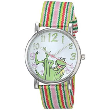 Imagem de Relógio feminino Muppets MU1010 Kermit the Frog com mostrador multicolorido e pulseira de tecido