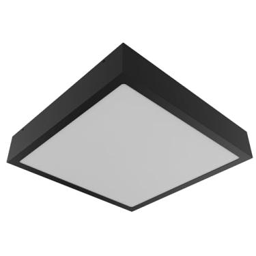 Imagem de Plafon 25x25cm De Sobrepor Aço E Vidro Quadrado Sala, Cozinha, Quarto e Banheiro 1000/25 (Preto Texturizado)