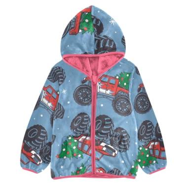 Imagem de KLL Jaqueta de lã para bebês meninas de Natal, casaco de inverno, jaqueta rosa com zíper, Natal, 4 Anos