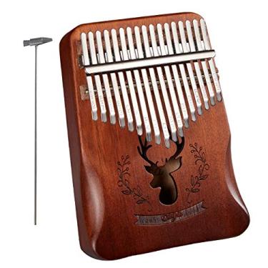 Imagem de Kalimba de 17 teclas, piano de dedo marimba, instrumento de piano de polegar para amantes de música, com martelo de afinação, melhor presente para seu amante (18 cm x 13 cm) café gradiente