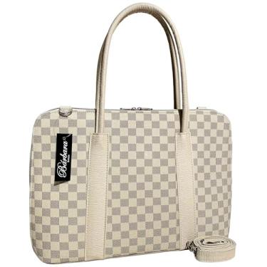 Imagem de Maleta Executiva Feminina Pasta Notebook Tablet Bolsa Social Casual Laptop Ombro Transversal 14 15 15.6 15,6 16 17 Polegadas (Gelo-xadrez, Padrão)