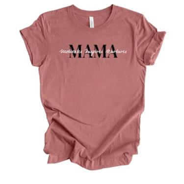 Imagem de Camiseta feminina de manga curta fofa Sweet Mother's Day Motivates Inspires Nurtures Heather Mauve, Mamãe, G
