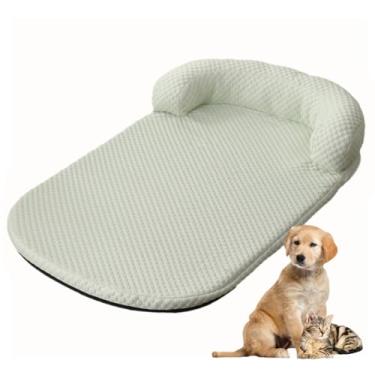 Imagem de Camas de resfriamento para cães, camas grandes para cães com reforços, almofadas de caixa para gaiolas de cães, sofá-cama de seda gelada para cães de estimação, tapete de dormir (Color : Green, Size