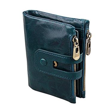 Imagem de Carteira masculina de couro, porta-cartão de crédito Manyip dobrável, bolso para moedas, carteira com proteção contra roubo RFID. Material de proteção selecionado