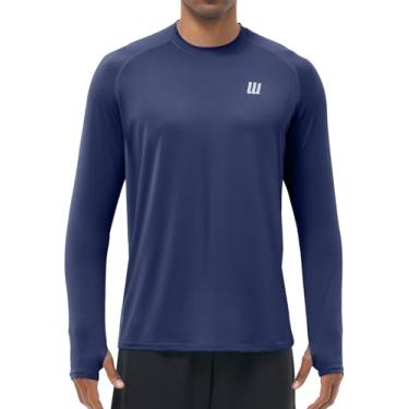 Imagem de UUMIAER Camisas de sol masculinas UPF50+ manga comprida com proteção UV camisa de pesca leve secagem rápida, Azul marino, G