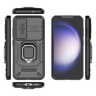 Imagem de Kukoufey Capa de suporte compatível com Samsung Galaxy S23, com capa de lente de câmera deslizante compatível com Samsung SM-S911B/DS Galaxy S23 5G / SM-S911E/DS SM-S911U1 SM-S911W SM-S911N capa preta