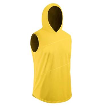 Imagem de Camiseta de compressão masculina Active Vest Body Shaper Slimming Workout Neck Muscle Fitness Tank, Amarelo, M
