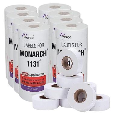 Imagem de Adesivos de Freezer Etiquetas Brancas para Monarch 1131 Price Gun – 8 Mangas, 160.000 Etiquetas de Arma de Preço