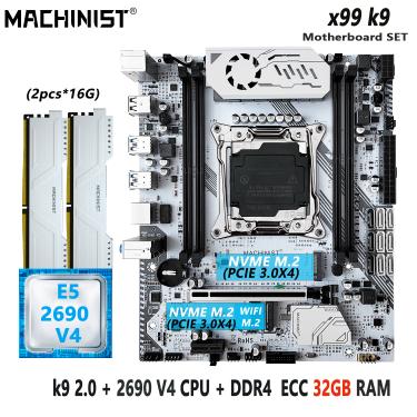 Imagem de MACHINIST-K9 V2 X99 Motherboard Set  LGA2011-3 Kit  Processador CPU Xeon E5 2690 V4  2X16  32GB