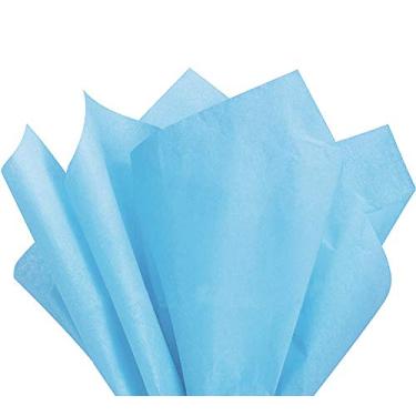 Imagem de Allgala Papel de seda | Papel crepe colorido, sacos de presente, embalagem | Ideal para casamento, aniversário, dia dos pais, presentes de formatura | 100 folhas 50 x 66 cm - azul claro