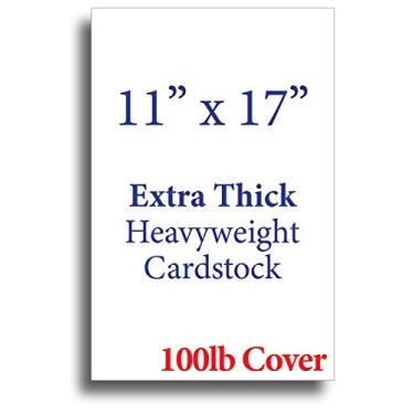 Imagem de Papelão extra grosso de 28 x 43 cm para impressoras a jato de tinta ou laser – capa de 45 kg 270 g/m², papel de impressora pesado – acabamento fosco branco – ótimo para cartões, menu, pôsteres, capas