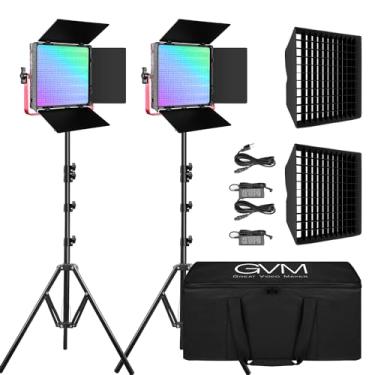 Imagem de GVM 1200D RGB luz de vídeo, kit de iluminação de vídeo 50W com controle de aplicativo, kit de iluminação de fotografia 3200K-5600K para estúdio, invólucro de liga de alumínio, CRI 97