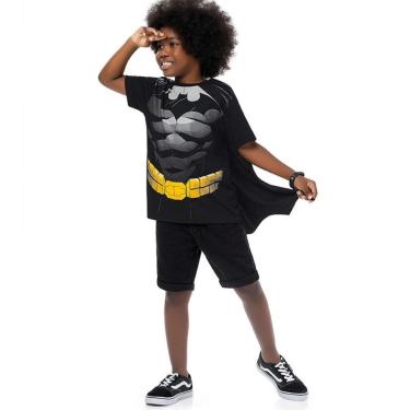 Imagem de Camiseta Infantil Menino Verão Batman Com Capa Produto Oficial  Tam 4 a 10 - Fakini-Masculino
