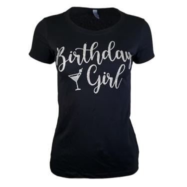 Imagem de MISS POPULAR Camiseta de aniversário feminina com estampa de peito | Glitter Birthday Girl, Queen, Squad, Its My Birthday | Tamanhos P-3GG, Birthday Girl - Prata, GG