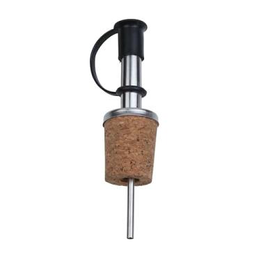 Imagem de Jogo de bico dosador para azeite com 2 pecas em aco inox e cortica D2,6xA9,6cm-PRETO - Dynasty- Full Fit