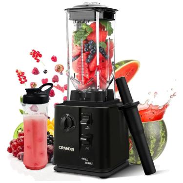 Imagem de Liquidificador Profissional de Alta Velocidade 2,3L com Desligamento Automático e Copo Portátil de 600mL, 110V 1800W, CRANDDI, Preto