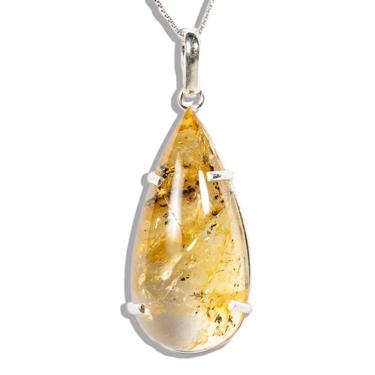 Imagem de Colar Hematoide Com Dendrita 34mm Gota na Garra Prata 950