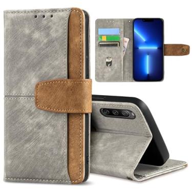 Imagem de GANGANPRO Coldre de celular de negócios de couro para Realme C61 4G/C63 4G, capa flip antiderrapante resistente a arranhões com suporte para cartão, capa carteira com suporte de 6,78 polegadas - cinza