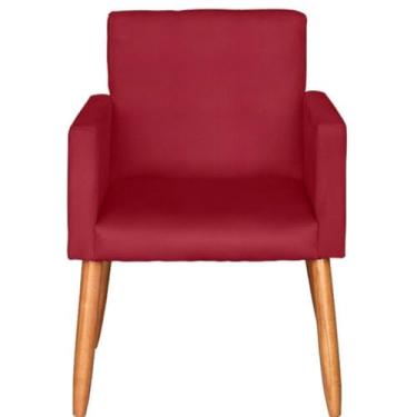 Imagem de Poltrona Cadeira Decorativa para Recepção sala de estar resistente reforçada pés madeira MOBLAN decor (Vermelho)