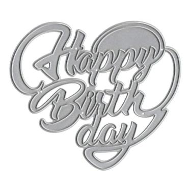 Imagem de Matrizes de metal para corte de letras de feliz aniversário, corte em forma de coração de amor para fazer cartões, estêncil, ferramenta de gravação de recortes, faça você mesmo, moldes de artesanato