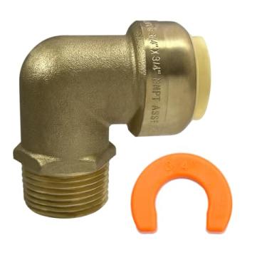 Imagem de 5 peças XFITTING Push Fit 3/4 polegadas x 3/4 polegadas macho NPT cotovelo, 3/10.2 cm push fit macho cotovelo com 1 clipe, 27-4-2 = 5W.1C