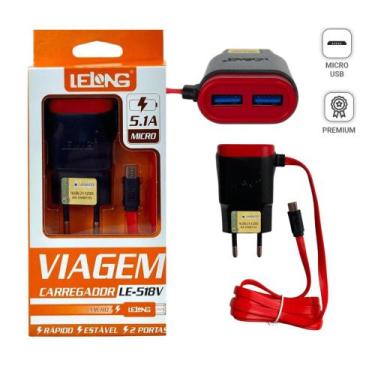 Imagem de Carregador Para Android 5.1A Micro USB V8 +  2 Portas USB - Lelong