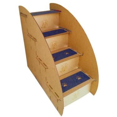 Imagem de Escada Pet 60cm Cachorro Gato Escadinha Cães Mdf 4 degraus - IMGROPPO