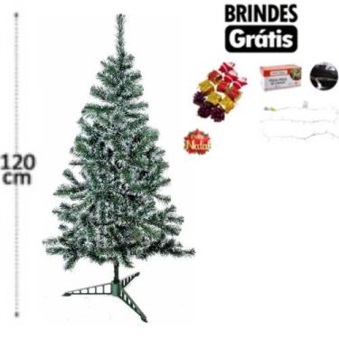 Imagem de ARVORE DE NATAL 1,2M 110 GALHOS Nevada PE DE PLASTICO + Pisca Pisca   