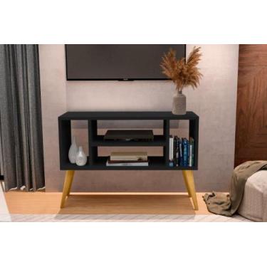 Imagem de Rack / Bancada MI Modelo Retrô Com Nichos Cor Preto - JA