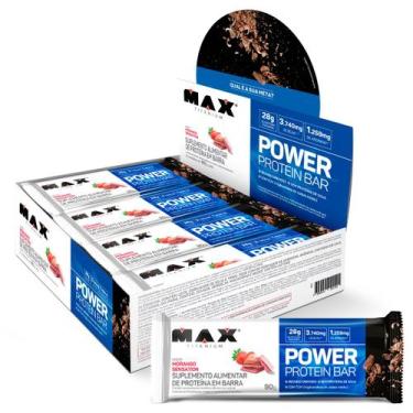 Imagem de Power protein bar barra de proteina caixa com 8 un de 90g morango sens