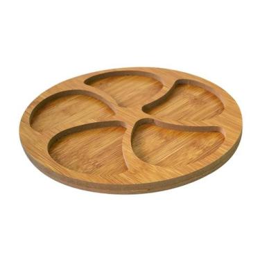 Imagem de Petisqueira Redonda De Madeira Com 5 Divisórias Servir - Megagift