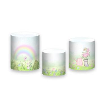 Imagem de Trio de Capas de Cilindro - Jardim Aquarela Rosa e Lilás 027 - Via Cor