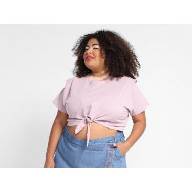 Imagem de Blusa Vista Magalu Ombreira Amarração Frontal, Lilás, M
