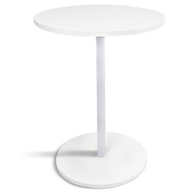 Imagem de Mesa de Canto Lateral Alta Redonda para Sala Albany - Branca - Genus M