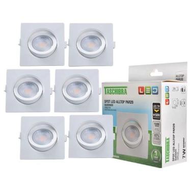 Imagem de Kit 6 Spot Led Par20 Embutir Quadrado Direcionável Bivolt 7w - Taschib