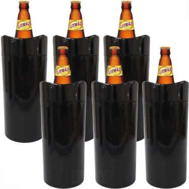 Imagem de Porta Garrafas Térmico Litrao Camisinha Para Cerveja Bar Restaurante Isopor Para Cerveja Bar Restaurante (Preto, Kit 6 Unidades)
