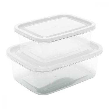 Imagem de Kit 2 Potes Marmitas Fitness Vasilhas de Plástico Porta Mantimentos Or