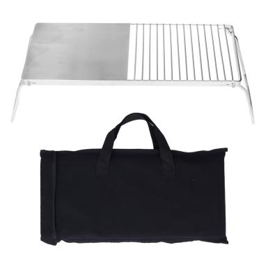 Imagem de grelha de a?o inoxid¨¢vel,Grelha de fogueira dobr¨¢vel, grelha de acampamento port¨¢til resistente, grelha de grelha de carv?o, suporte de churrasco de caminhada ao ar livre, suporte de fog?o queim