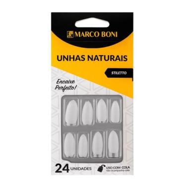 Imagem de Kit 24 Unhas Postiças Efeito Stiletto Natural Marco Boni, Transparente