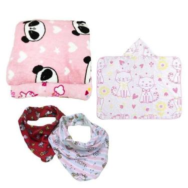Imagem de Kit Conforto Bebê 5 Peças Bandanas Toalha e Manta Microfibra - Koala B