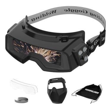 Imagem de YESWELDER Óculos de solda de escurecimento automático de cor verdadeira, ampla faixa de sombra 4/5-9/9-13 com moagem, óculos de soldagem, máscara de soldagem, capacete de soldagem para corte a plasma