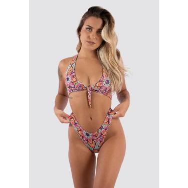 Imagem de Biquíni Amarração Asa Delta Estampado - Diluxo, Rosa, P