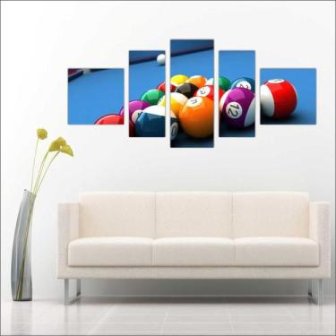 Imagem de Quadro Decorativo Sinuca Bilhar Salas De Jogos Mosaico 5 Peças TT3 - V