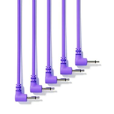 Imagem de ExcelValley - Pacote com 5 - Cabos de Patch Mono Modular de Ângulo Reto - Sintetizador Eurorack de 3,5 mm 1/8" [Roxo | 180 cm - 70,87"]