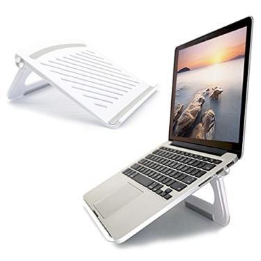 Imagem de Brezze Letter Suporte de laptop para mesa, estável, dobrável, ajustável, multi-ângulo, suporte ventilado para lapdesks para Mackbook, Lenovo, Dell, iPad, HP - Até 43 cm (branco)