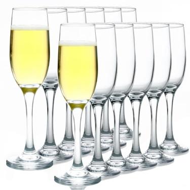 Imagem de Elegante conjunto de 12 taças de champanhe, taças de champanhe de vidro de haste longa para Mimosa, vinho cintilante, casamento, festa - 170 g, transparente