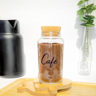 Imagem de Pote Hermético de Vidro 800ml + Tampa Rolha + Adesivo (Açúcar, Café ou