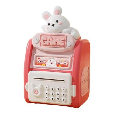Imagem de Amagogo Cofrinho eletrônico de impressão digital ATM, caixa eletrônico com senha, rolo automático para crianças, cofrinho para meninas e meninos, crianças, Coelhinho
