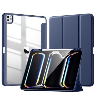 Imagem de Capa compatível com iPad Pro de 13 polegadas M5 2025/M4 2024 com suporte de lápis embutido, capa kidopire para iPad Pro 13 com capa traseira rígida transparente, compatível com Pencil Pro, despertar