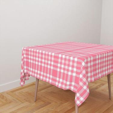 Imagem de Toalha De Mesa Quadrada 4 Lugares Tecido Oxford Xadrez Rosa TL88 - 140